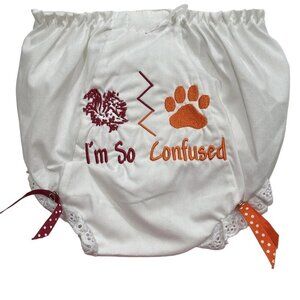 EMBROIDER THIS Clemson Carolina Embroidered Panty Cover Size 4 White Eyelet Trim